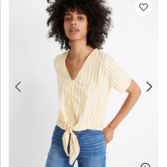 Madewell Agency Tie-Front in Pompano Stripe - Picture 2 of 7